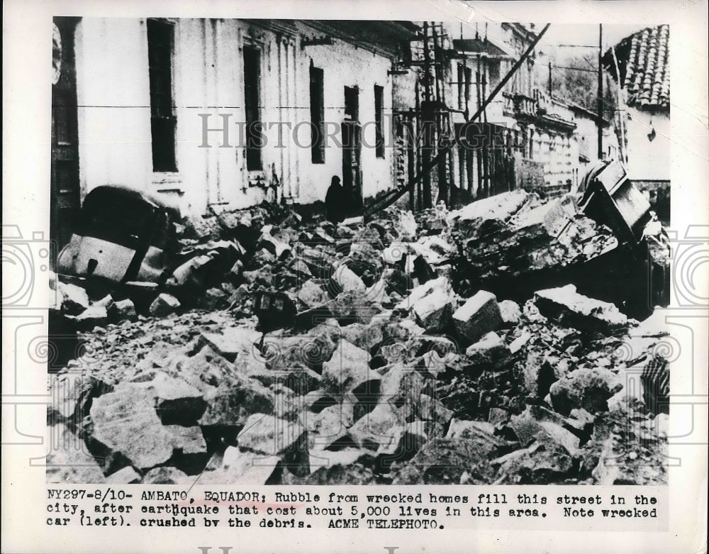 1949 Press Photo Ambato Equador rubble earthquake damage