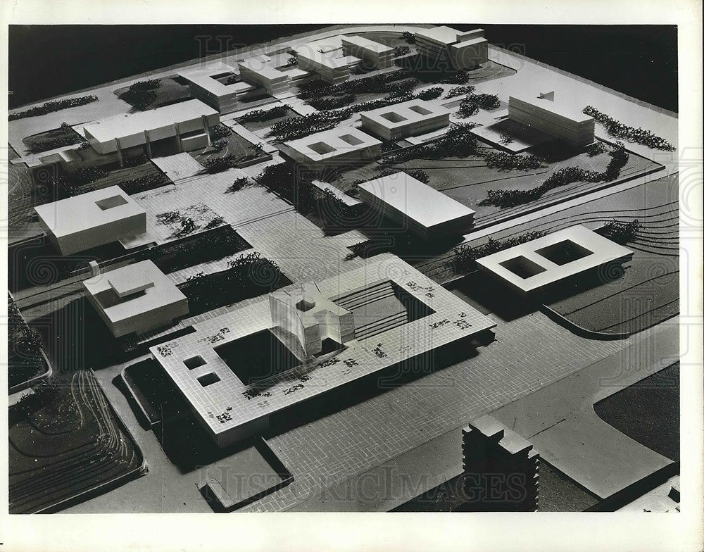 1961 Press Photo A model of a new housing project to be built