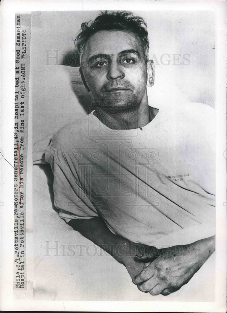 1950 Press Photo Robert Schorrstall Rescued From Mine Pottsville PA Hospital