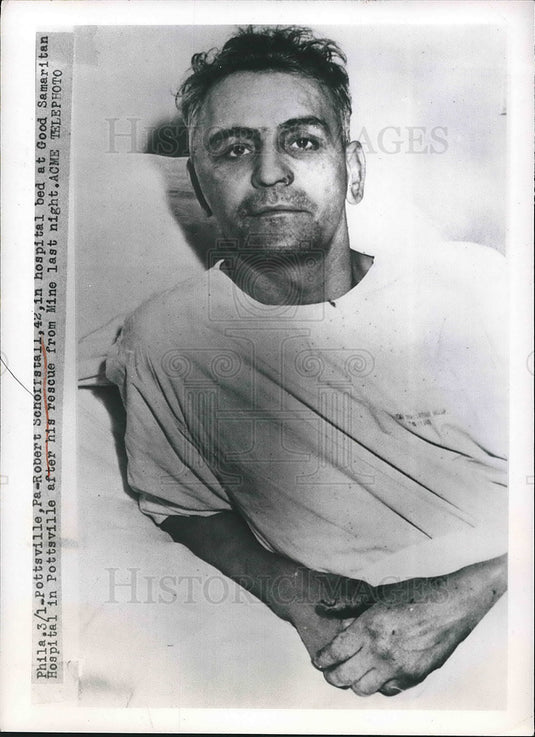 1950 Press Photo Robert Schorrstall Rescued From Mine Pottsville PA Hospital