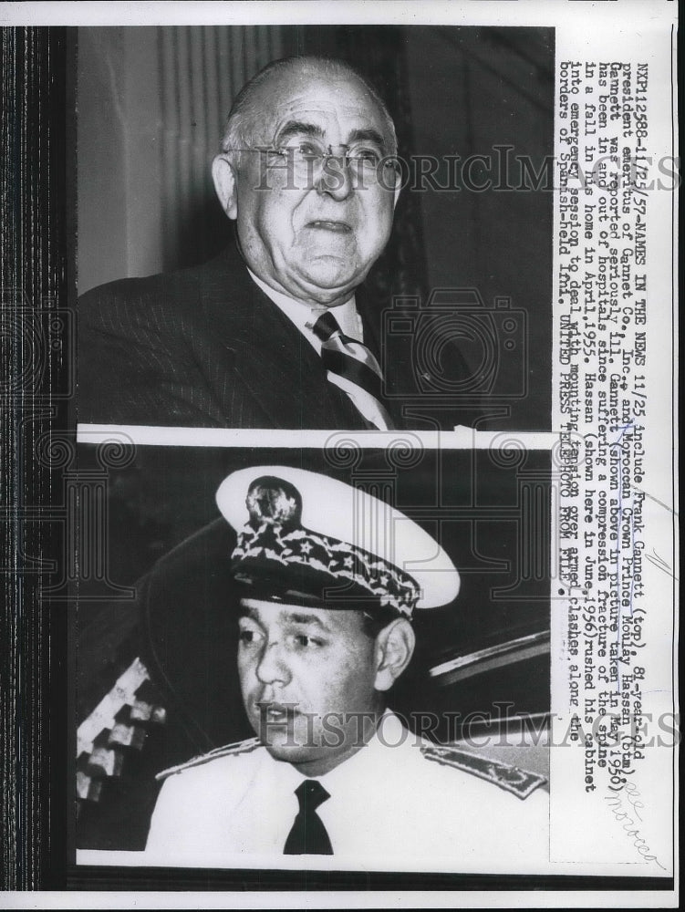 1957 Press Photo Frank Gannett & Moroccan Crown Prince Moulay Hassan - neb12022