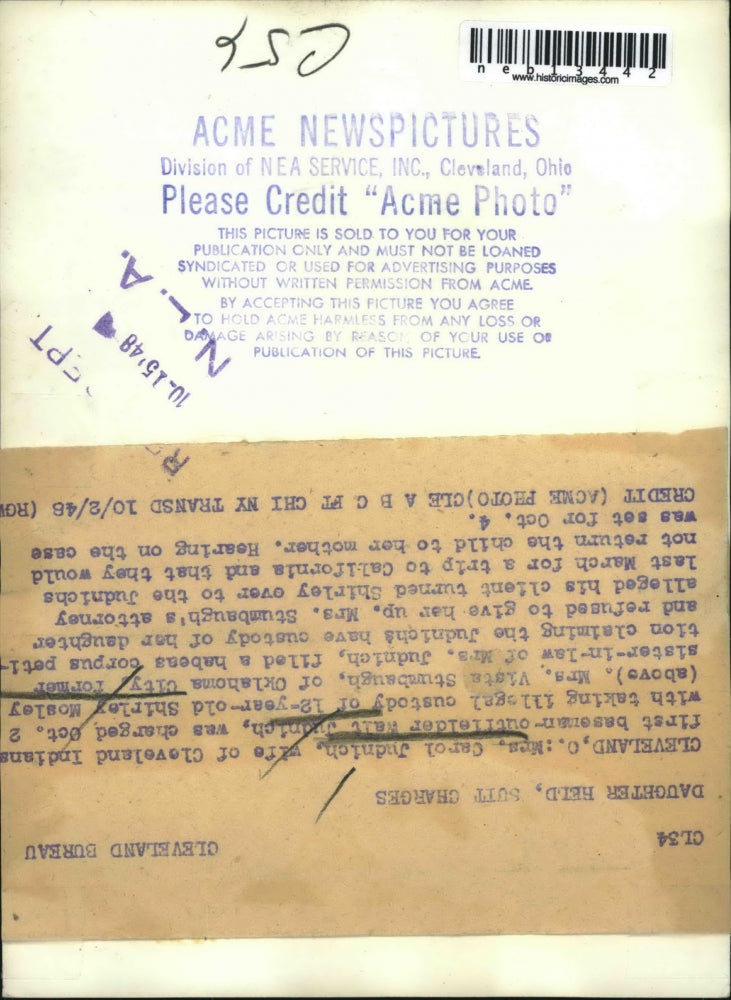 1946 Press Photo Shirley Mosley Before Court Hearing In Cleveland Ohio