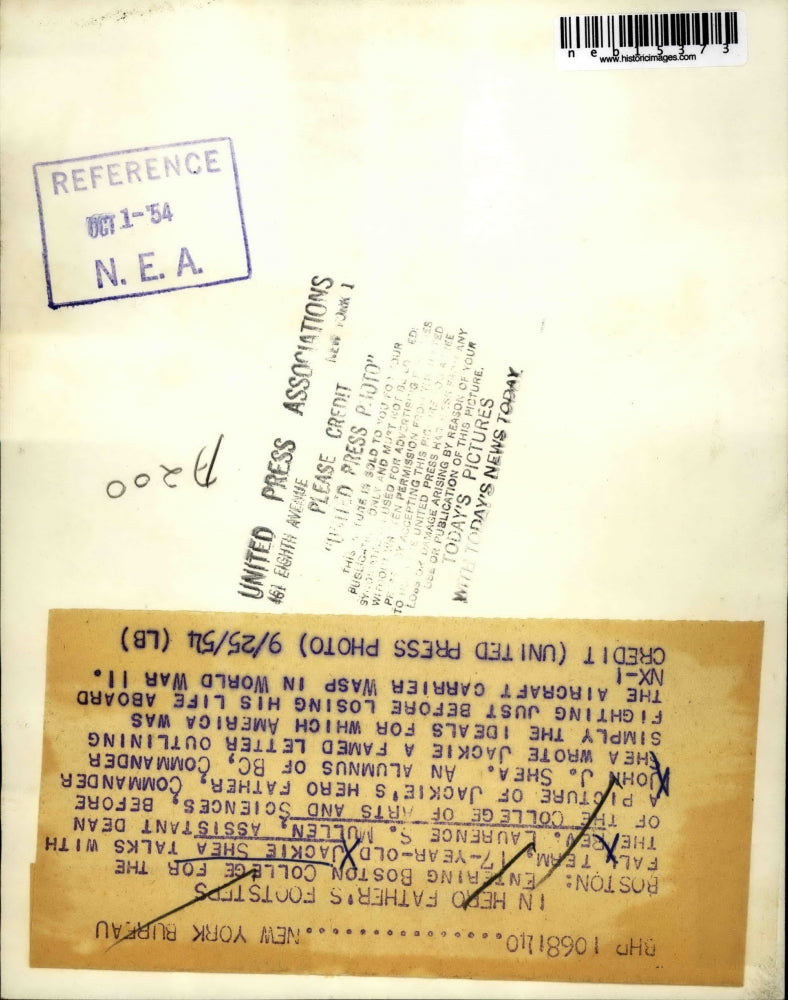 1954 Press Photo Jackie Shea, 17, The Rev. Laurence Mullen, Boston College