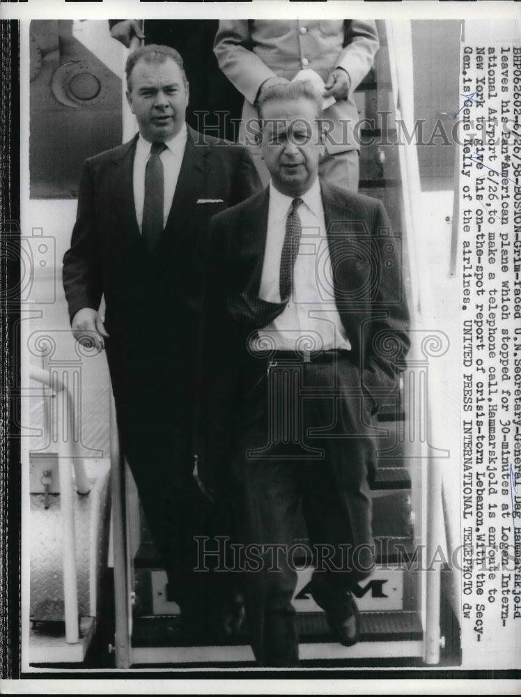 1958 Press Photo U. N. Secretary-General Dag Hammarskjold