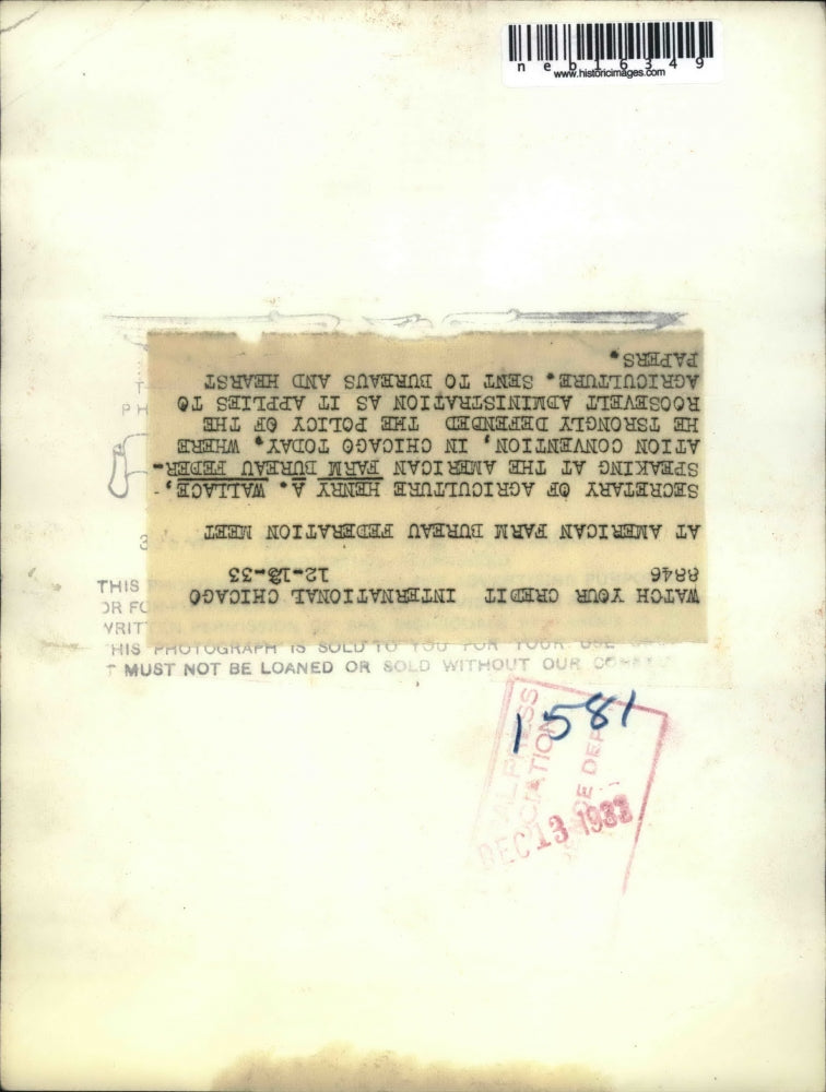 1933 Press Photo Secretary of Agriculture Henry A. Wallace