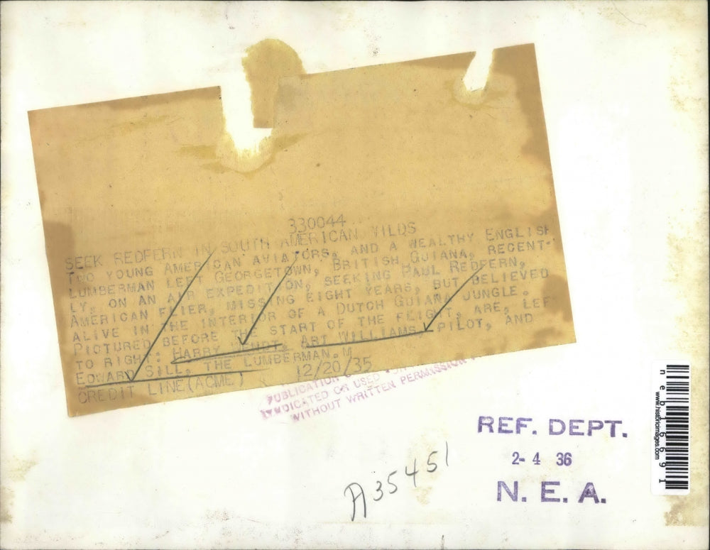 1935 Press Photo Harry Wendt, Art Williams & Edward Sill Pilots in S America