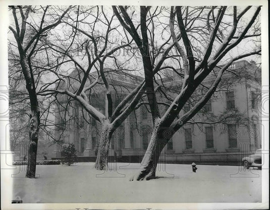 1941 Press Photo Heavy Snow Falls on White House in Washington, D. C.
