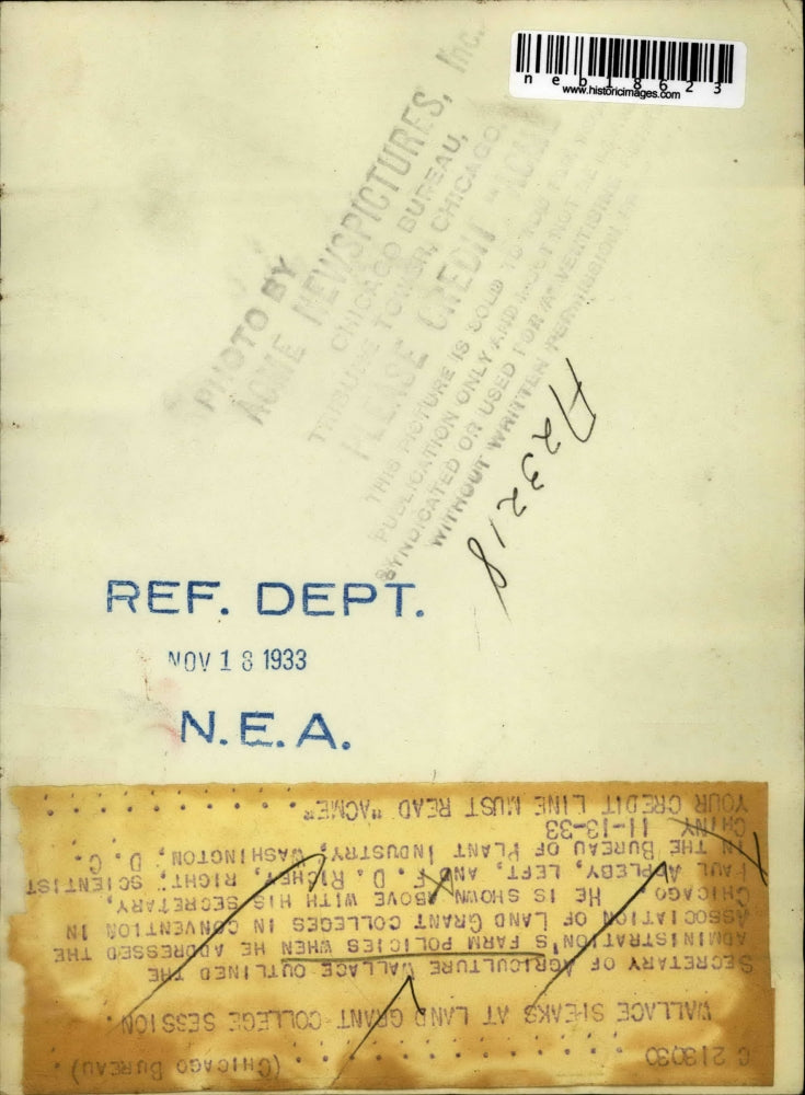 1933 Press Photo Secretary Agriculture Henry Wallace Paul Appleby F.D. Richet