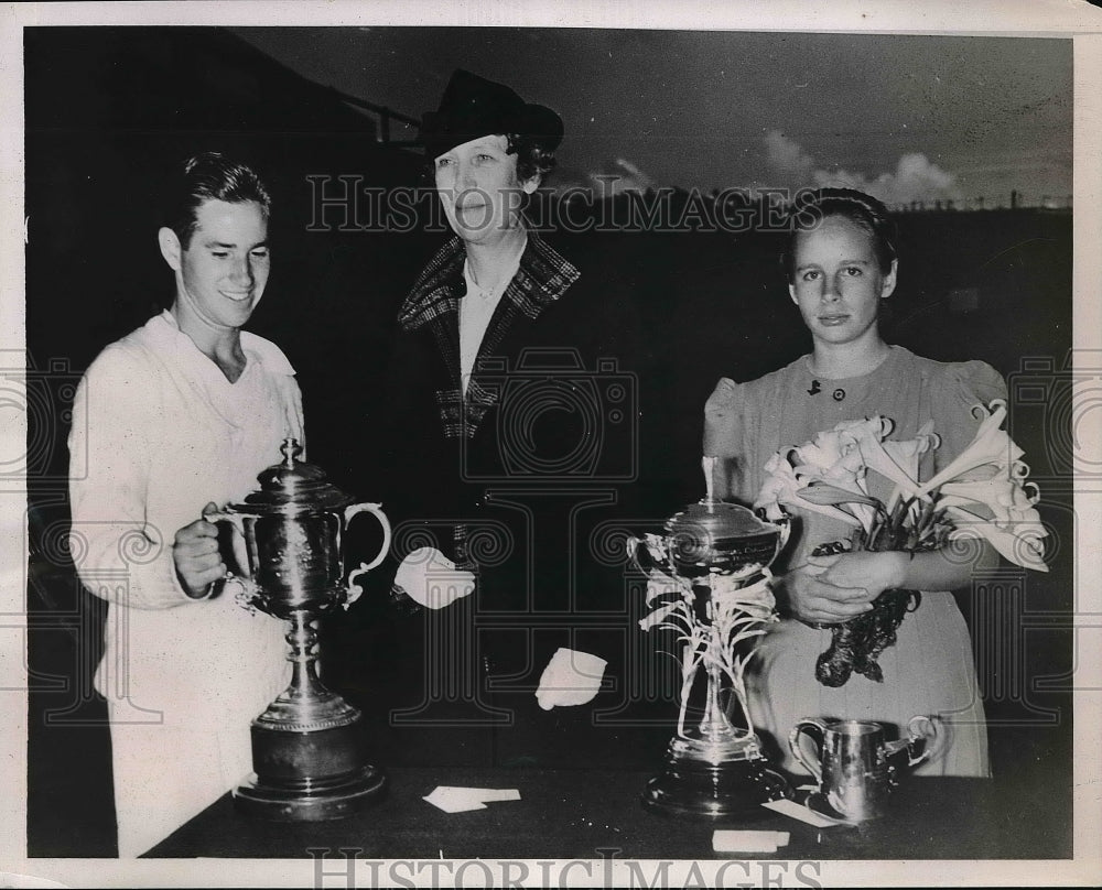 1939 Press Photo Bobby Riggs Lady Hildyard &amp; Helen Bernhard- Historic Images