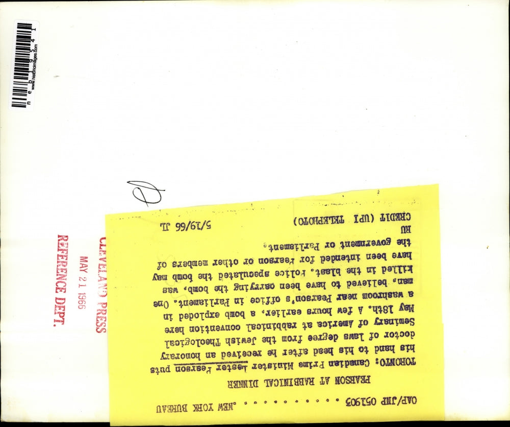 1966 Press Photo Prime Minister Lester Pearson at Toronto,canada