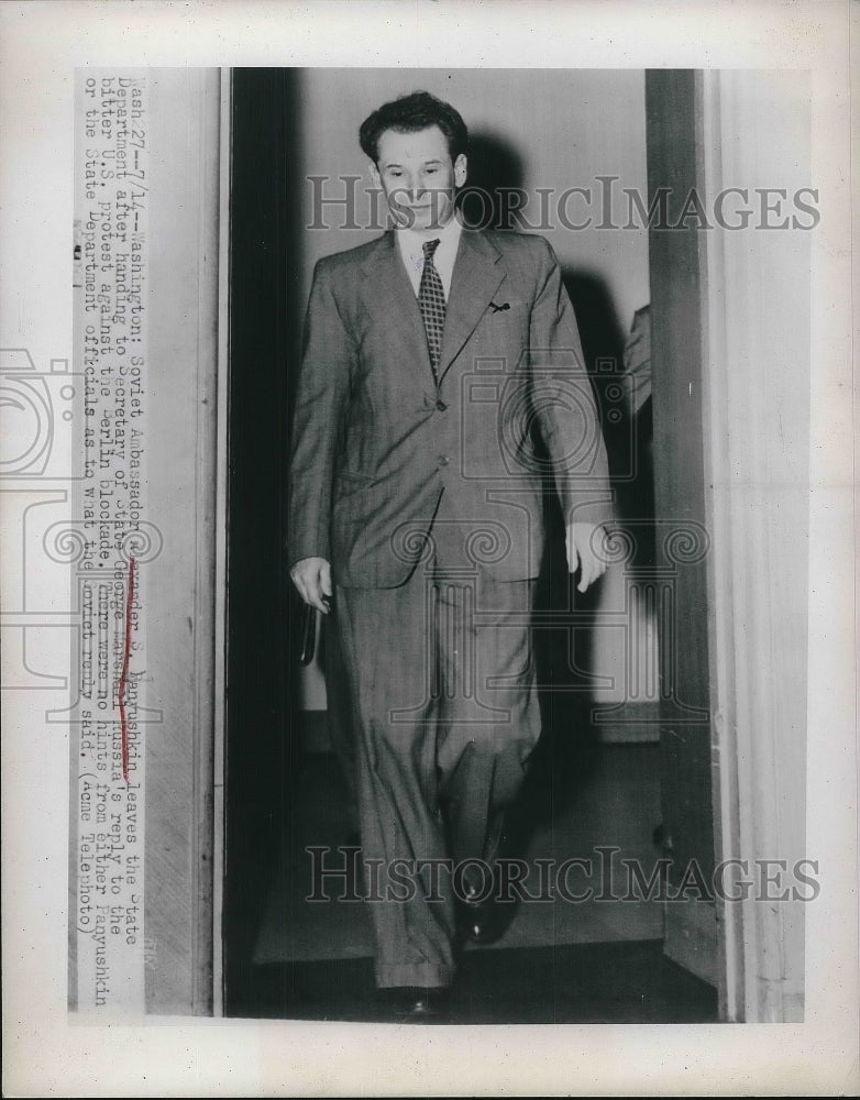1948 Press Photo Soviet Ambassador Alexander S. Yanyushkin- Historic Images