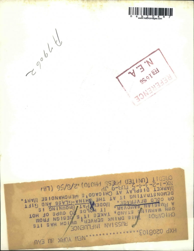 1956 Press Photo Russian Samovar, Model Pat browning