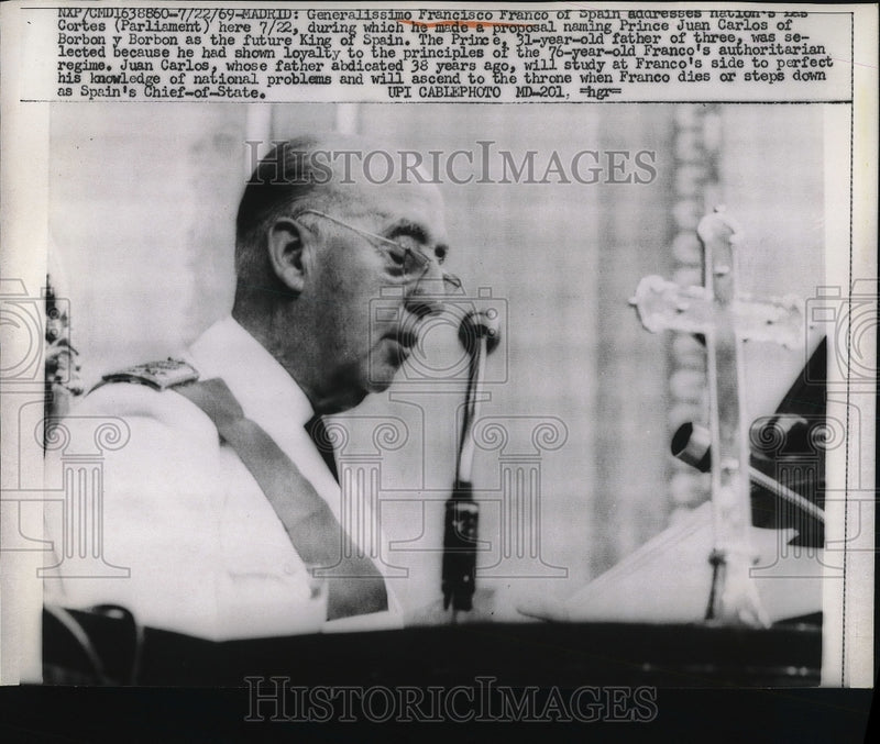 Load image into Gallery viewer, 1969 Press Photo Generalissimo Francisco Franco
