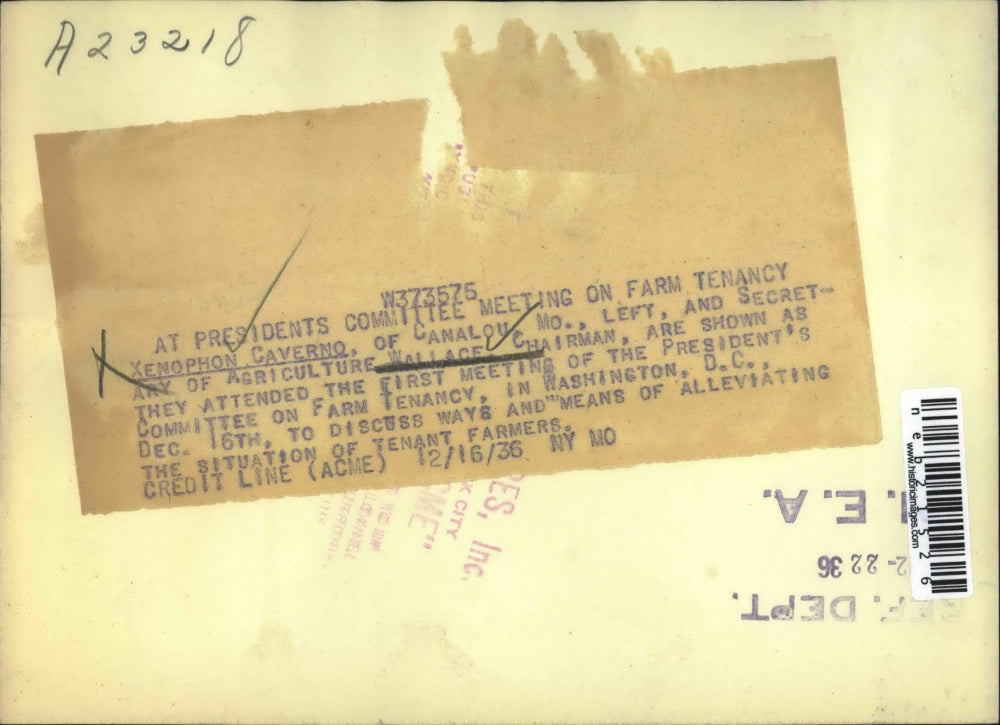 1936 Press Photo Xenophon Caverno, Secretary of Agriculture Henry A. Wallace