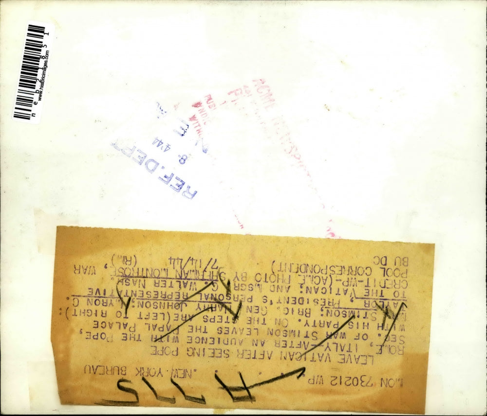 1944 Press Photo Rome Italy Harry Johnson Walter Nash Italian Secretary Of War