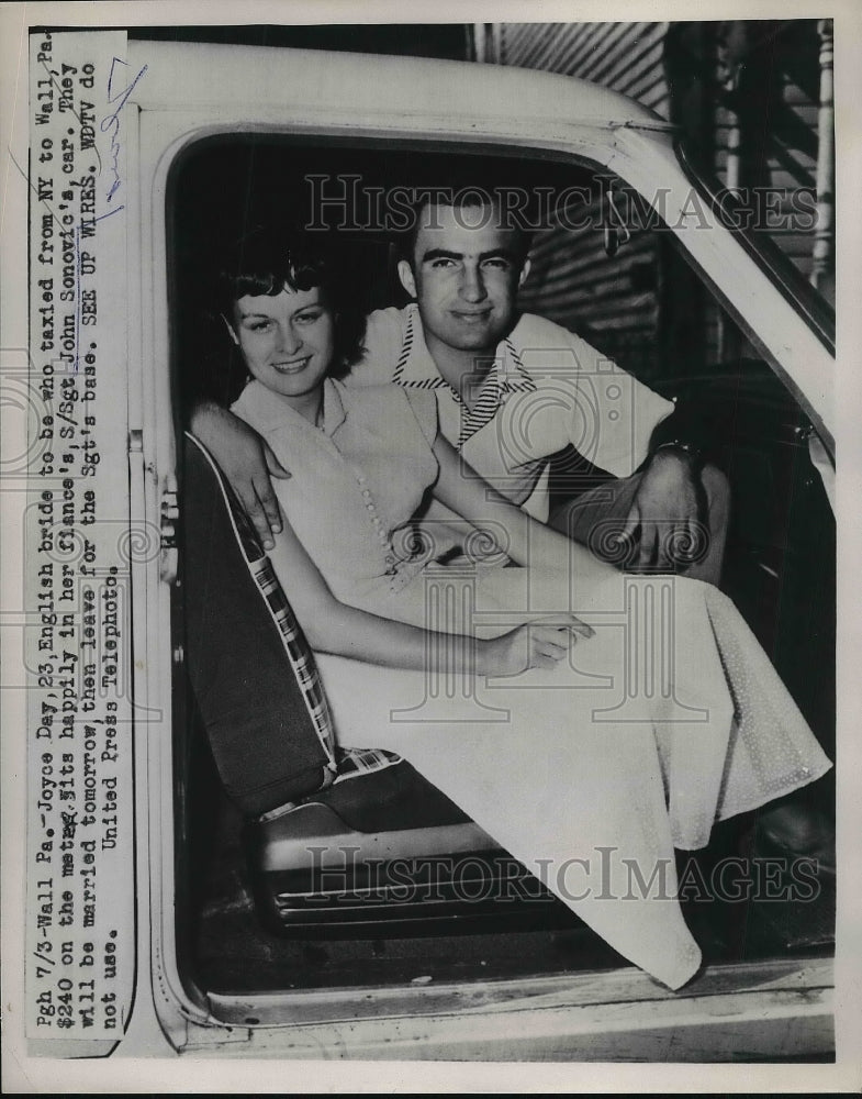 1953 Press Photo Wall, Pa. Joyce Day, English bride of S/Sgt John Socovic- Historic Images