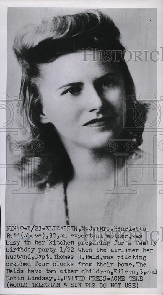 1952 Press Photo Henrietta Reid Wife Of Pilot Thomas Reid Who Crashed Airliner