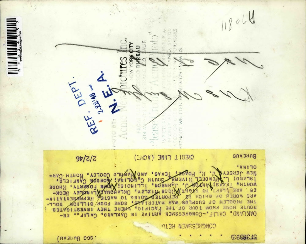 1946 Press Photo Congressmen Arrive In Oakland CA En Route Home From Pacific