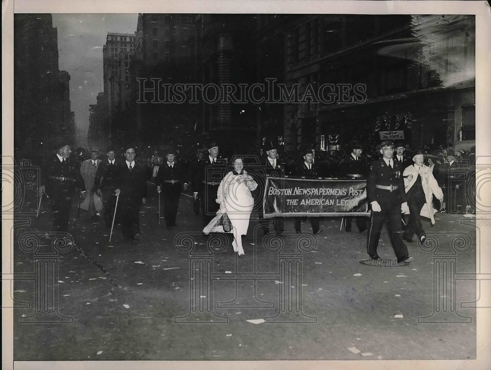 1937 Press Photo Boston Newspapermen Post in American Legion Parade