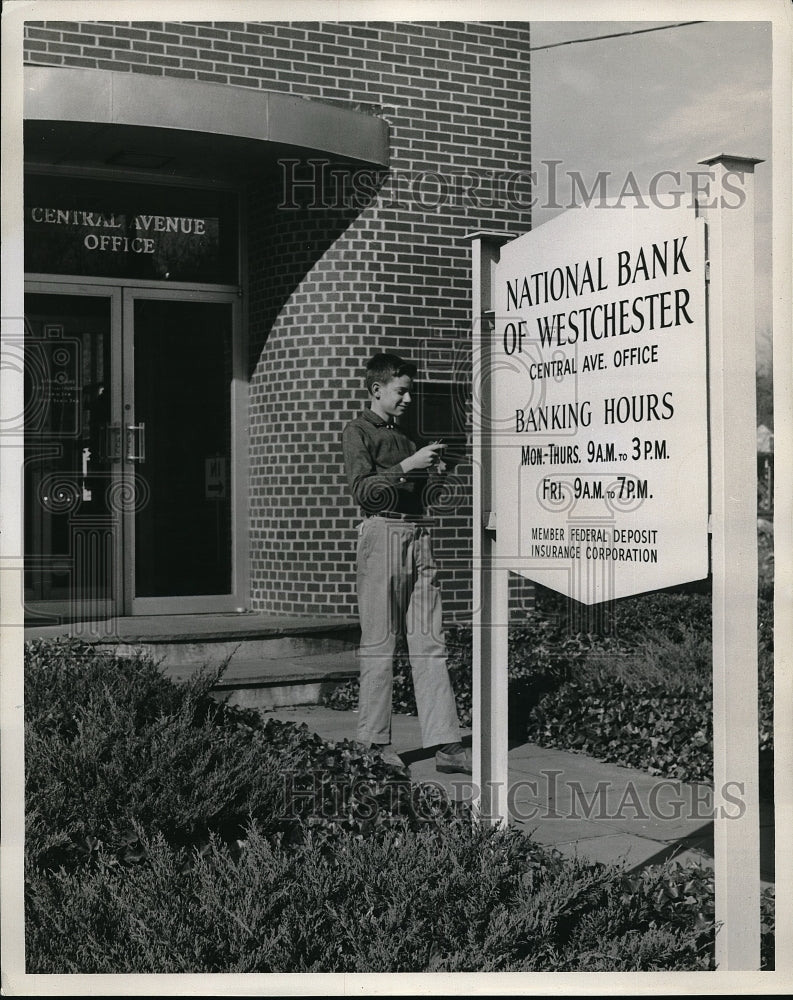 1959 Press Photo National Bank of Westchester Sign, Central Avenue Office