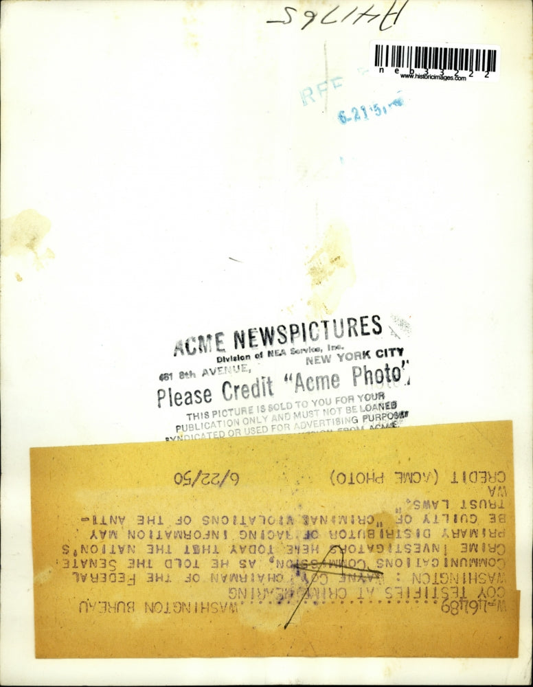 1951 Press Photo Wayne Coy Federal Communications Commission Senate Investigator