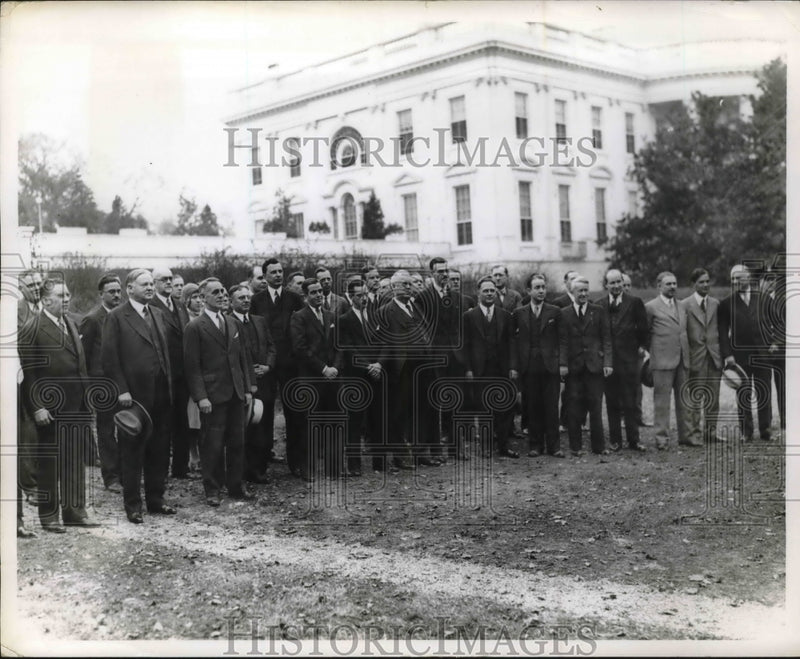 Load image into Gallery viewer, 1930 Press Photo President Hoover at the capital building with Lewis Wood.
