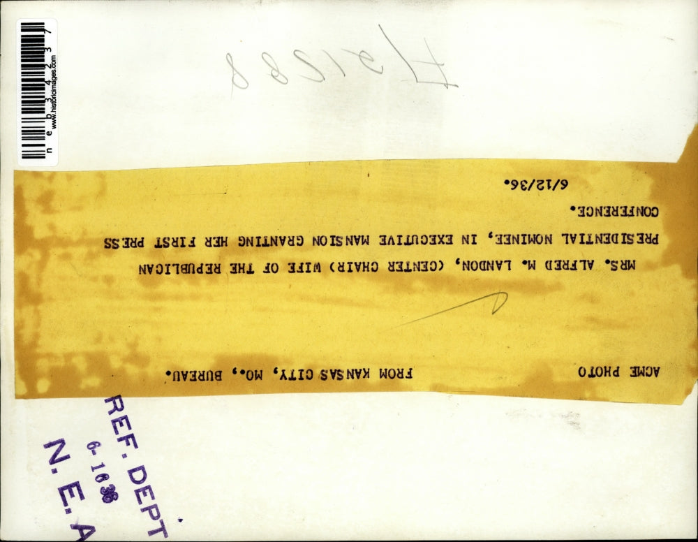 1936 Press Photo Mrs Alf Landon,wife of Rep Pres. candidate at exec Mansion