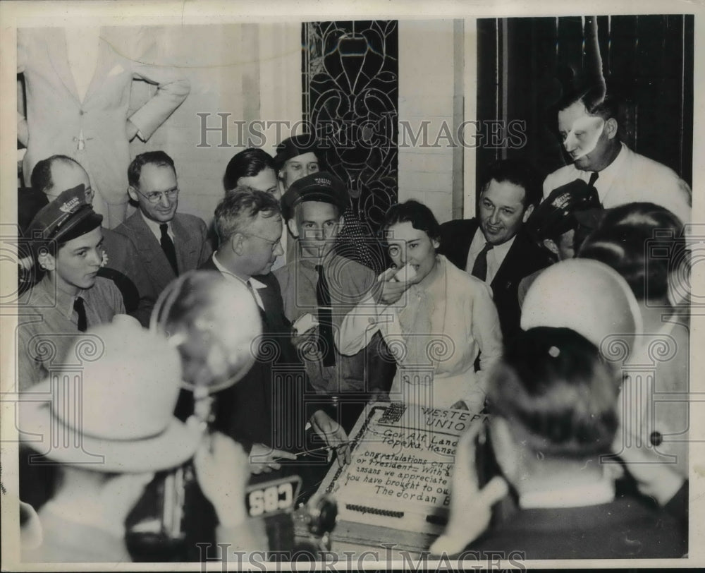 1936 Press Photo Gov & Mrs Landon of Kansas at GOP convention