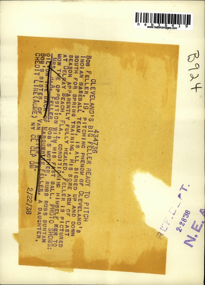 1938 Press Photo Bob Feller Mother and Sister Marguerite at Van Meter Florida.