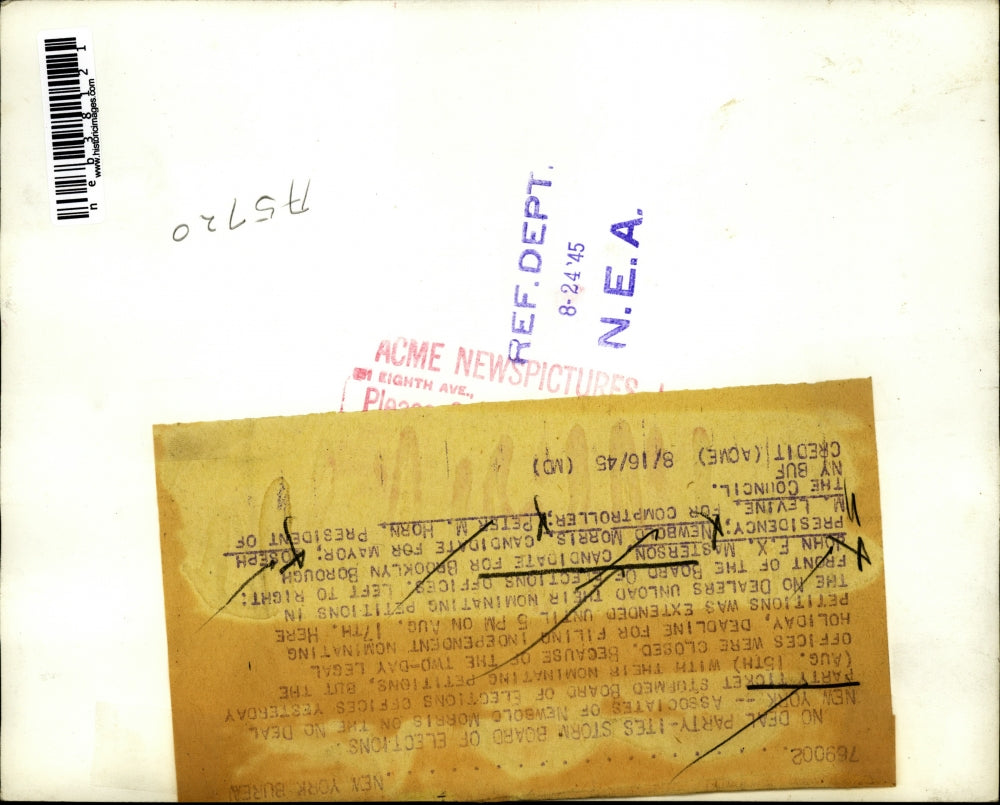 1945 Press Photo John FX Masterson Newbold Morris Joseph Levine Peter Horn