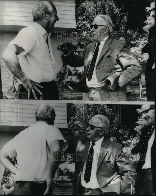1977 Press Photo British Prime Minister Edward Heath talks with his father- Historic Images