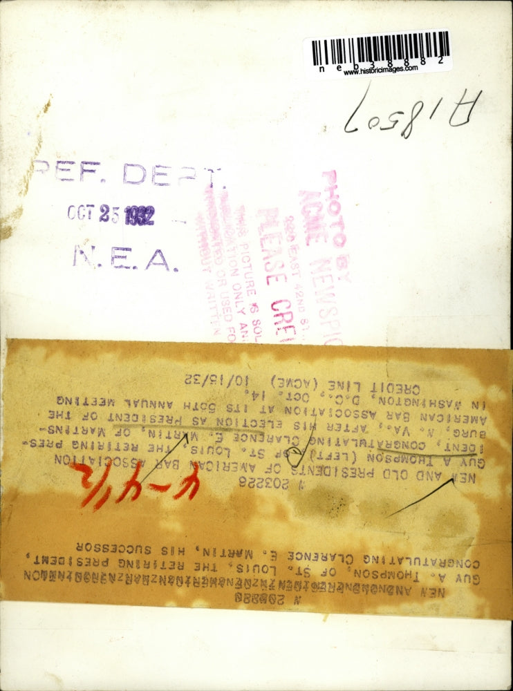 1932 Press Photo Guay A Thompson, Clarence E Martin American Bar Assn