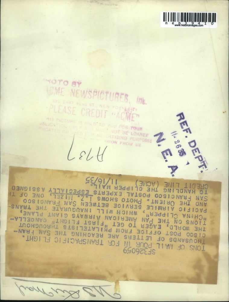 1935 Press Photo Thousands of mail pour in for Transpacific Flight - neb39410