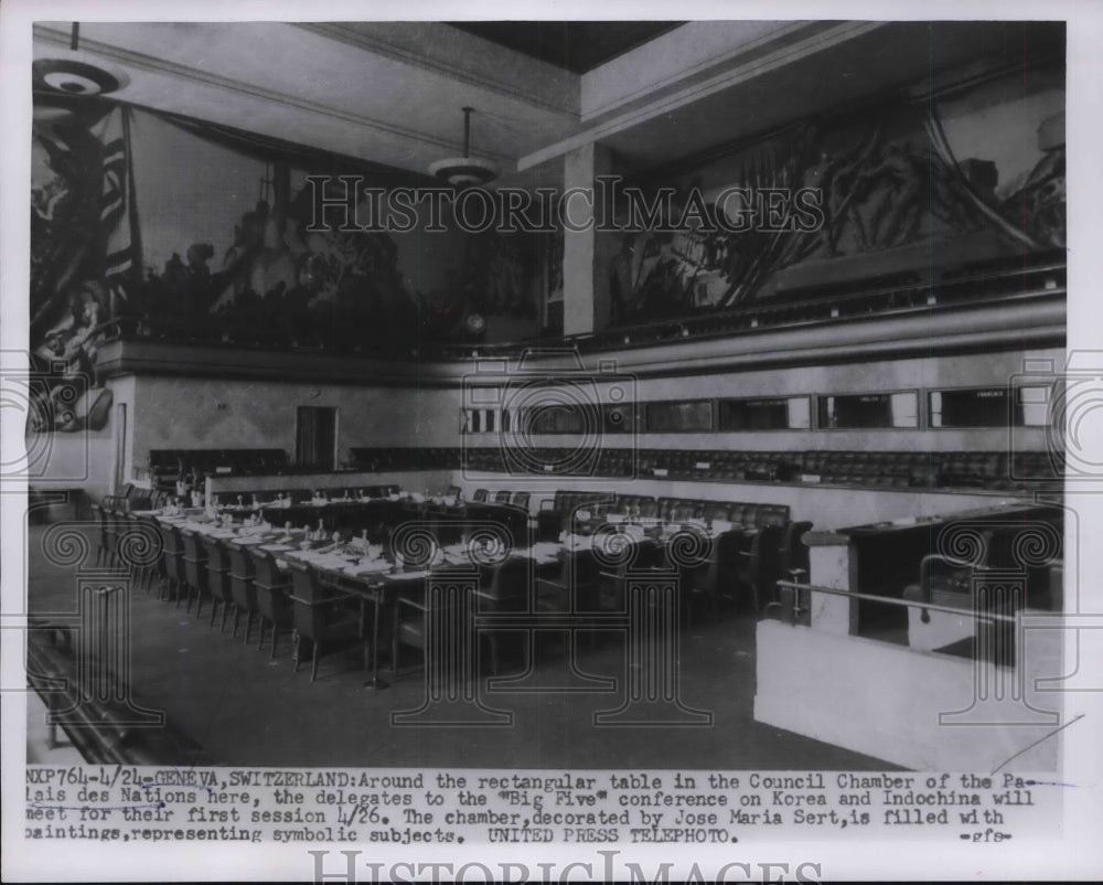 1954 Press Photo League of Nations building in Geneva Switzerland- Historic Images