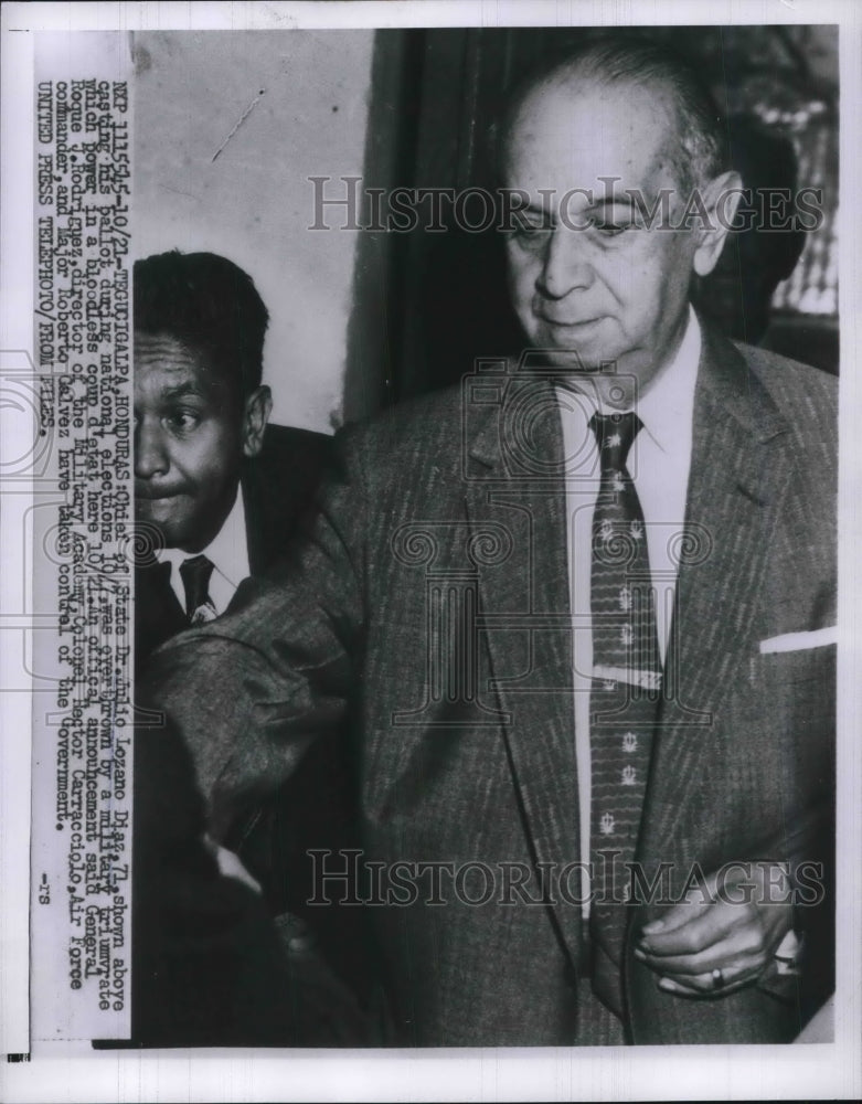 1956 Press Photo Chief of State Dr Julio Lezano Diaz of Honduras- Historic Images