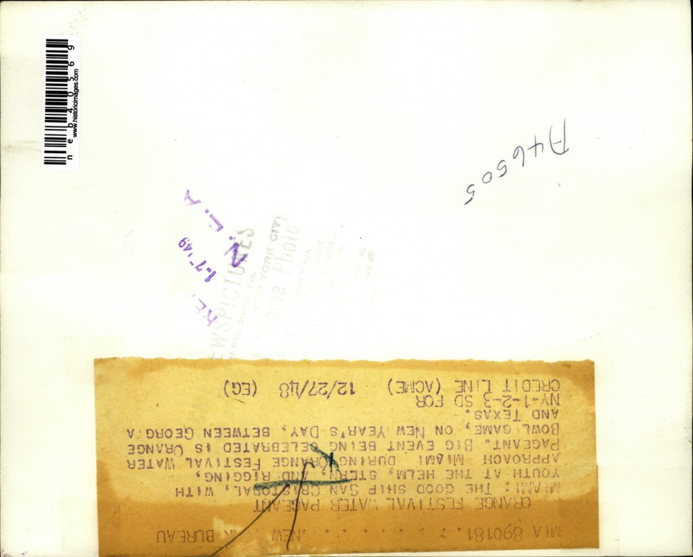 1948 Press Photo Good Ship Cristobal during Orange Festival Water Pageant