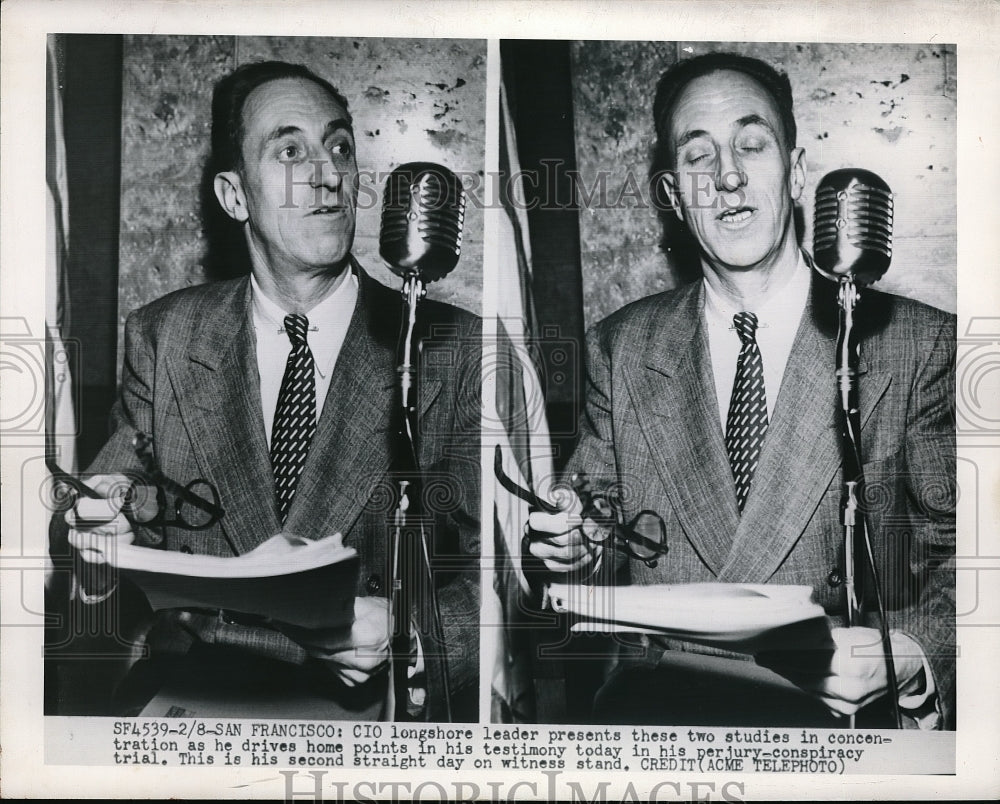 1950 Press Photo CIO Longshore At The Witness Stand- Historic Images