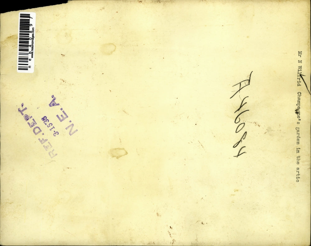 1938 Press Photo Mr. N. Wilfrid Champagne's Garden in theArtic