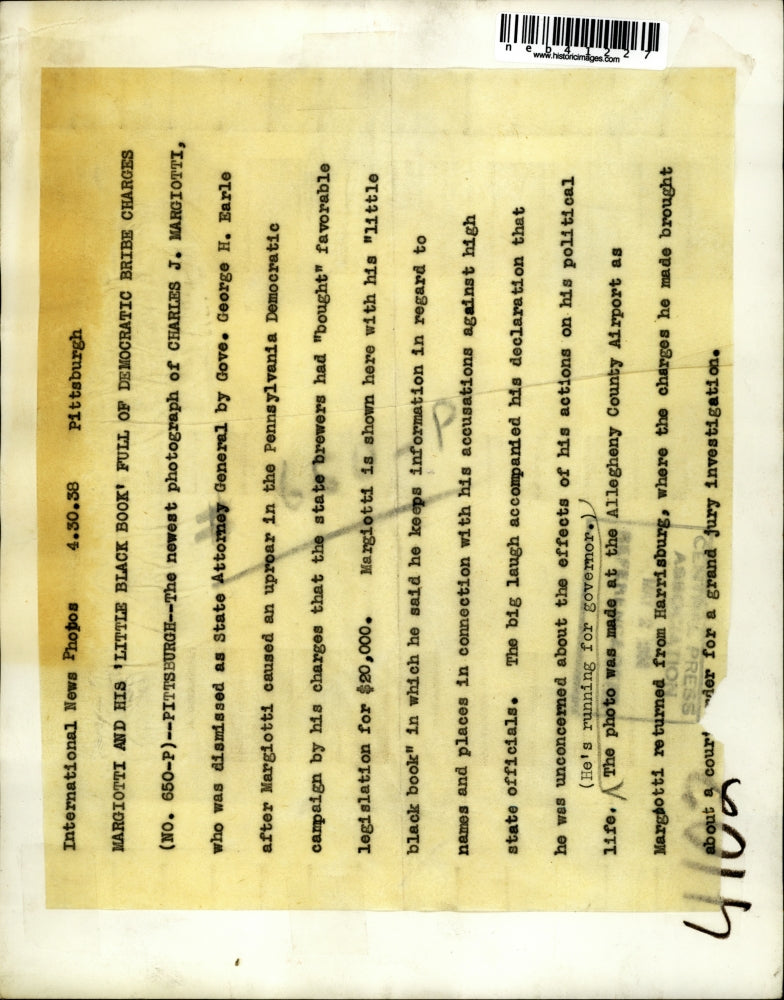 1938 Press Photo Charles Margiotti returns from Harrisburg PA