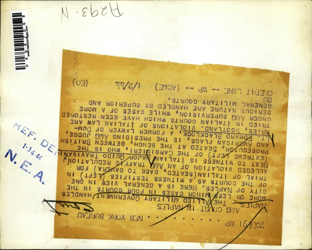 1944 Press Photo Allied Military Government Court in Naples Italy