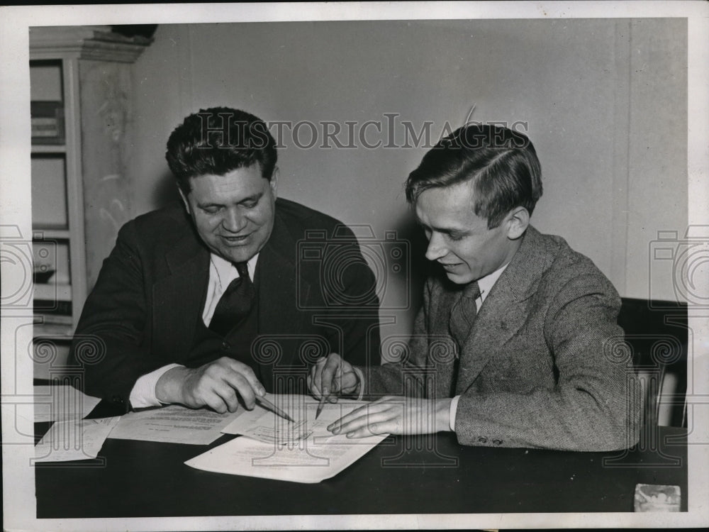 1937 Press Photo Ralph Turner, Arthur Goldschmidt Federal Workers School in DC