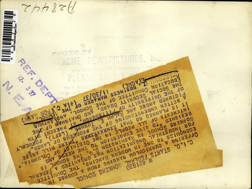 1937 Press Photo Ralph Turner, Arthur Goldschmidt Federal Workers School in DC