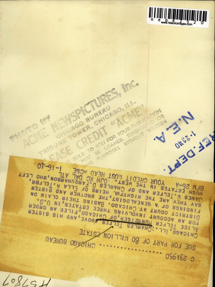 1940 Press Photo Charles Telfer & sister sue claiming to be rightful heirs