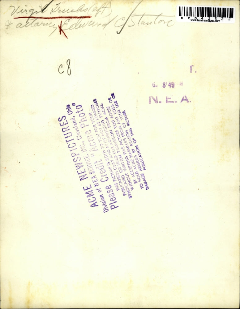 1949 Press Photo Virgil Trucks with Attorney Edward Stanton