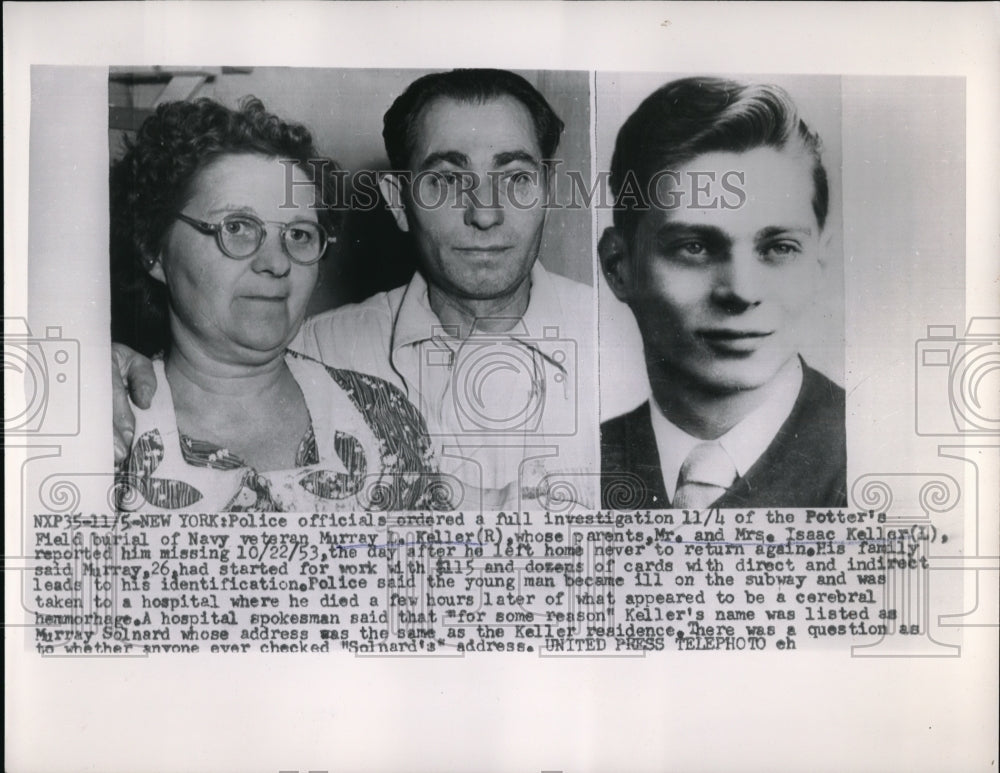 1954 Press Photo Police order investigation into burial site of Murray Keller