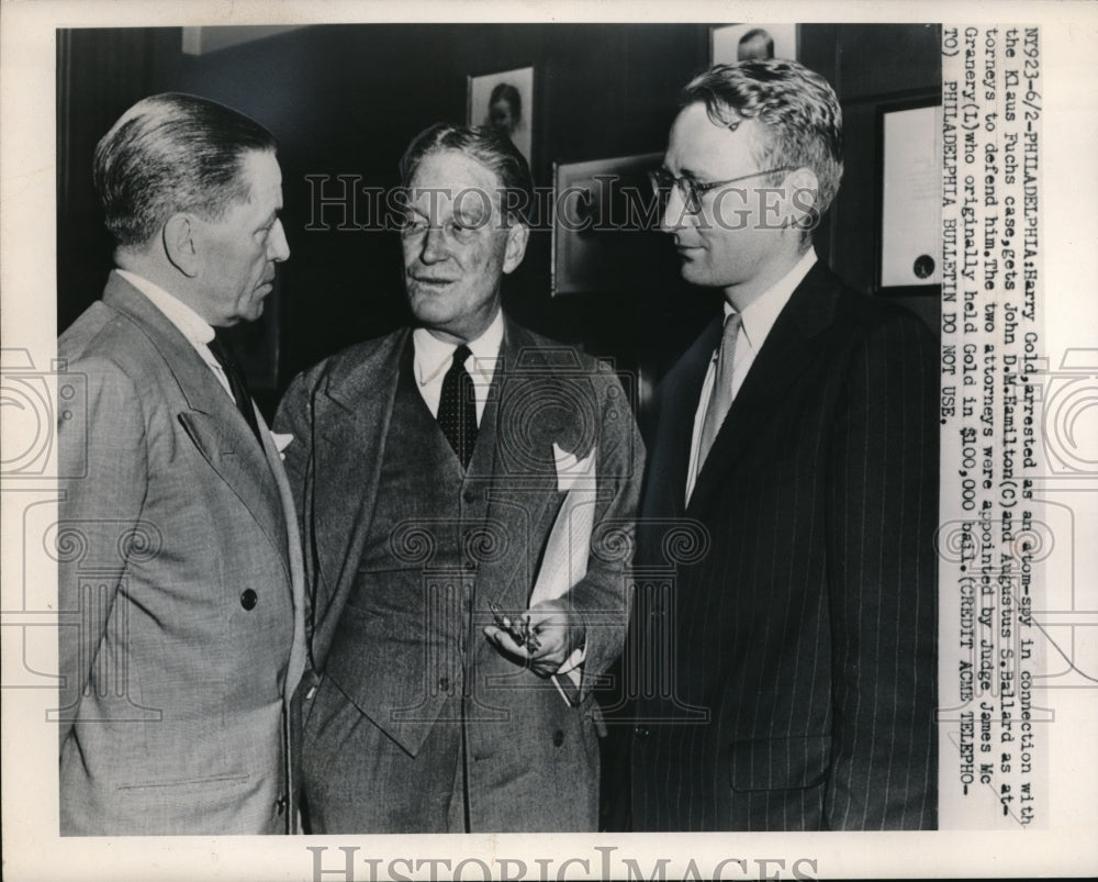 1950 Press Photo Harry Gold arrested as atom spy in Klaus Fuchs case