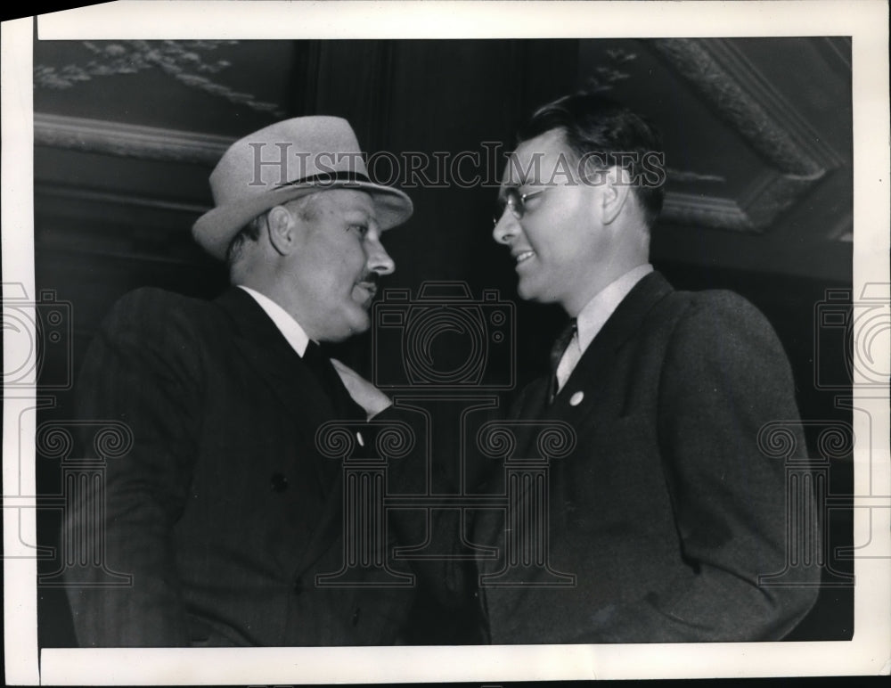 1937 Press Photo John Owen and Homer Martin at conference of C.I.O Leaders