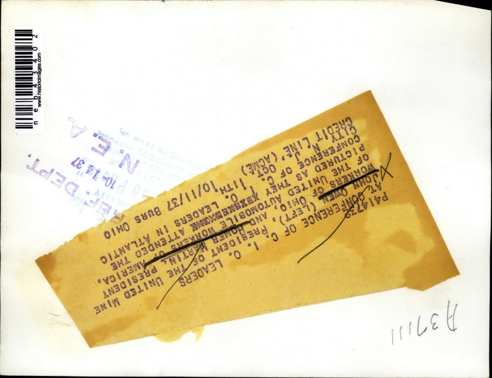 1937 Press Photo John Owen and Homer Martin at conference of C.I.O Leaders