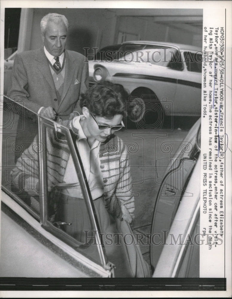 1958 Press Photo Francis Taylor, father of Elizabeth Taylor, & sister in law