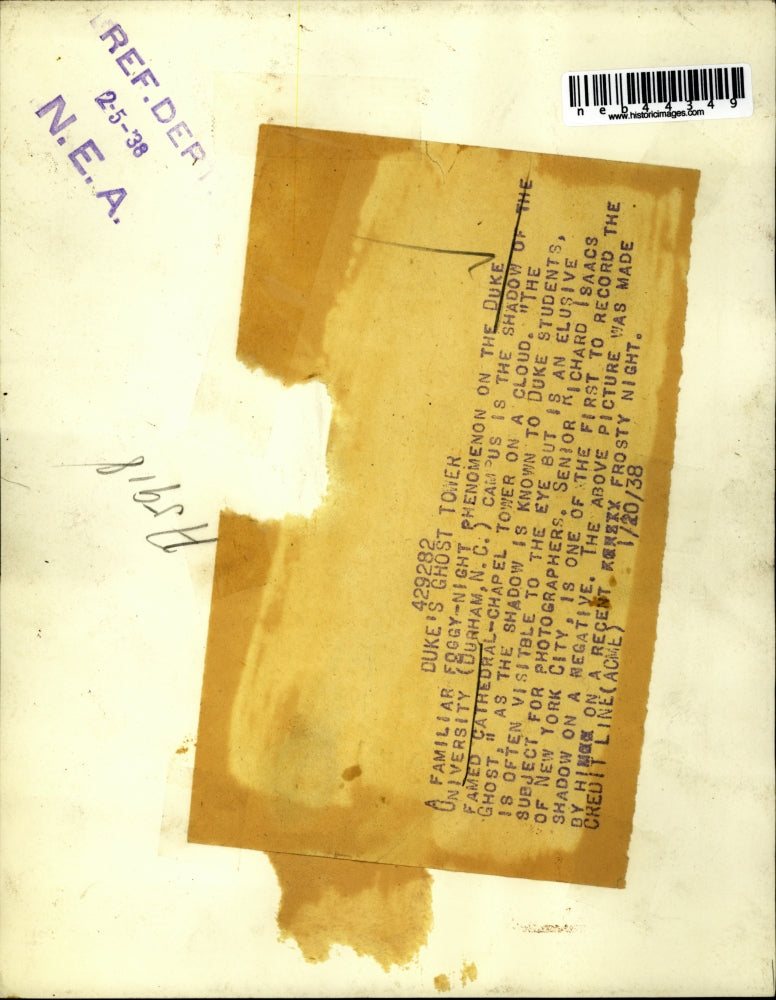 1938 Press Photo Duke Univ in Durham N.C. "The Ghost" fountain on campus